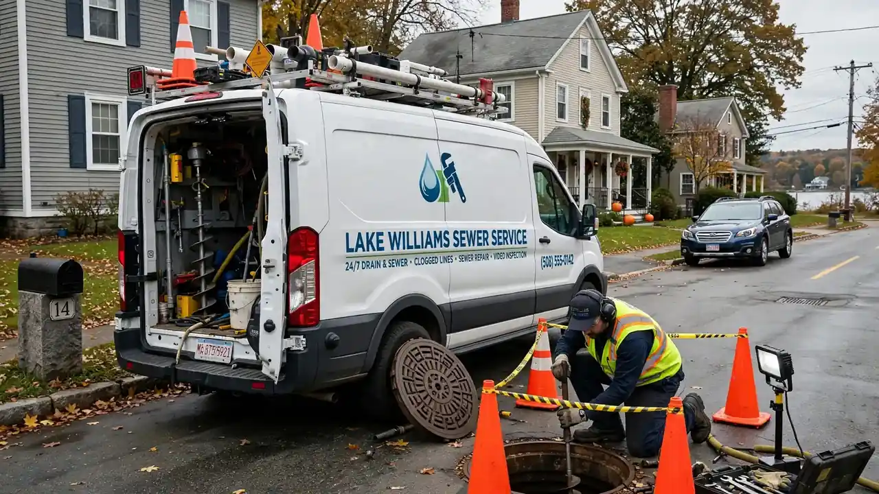 Sewer line repair technician in Lake Williams, MA