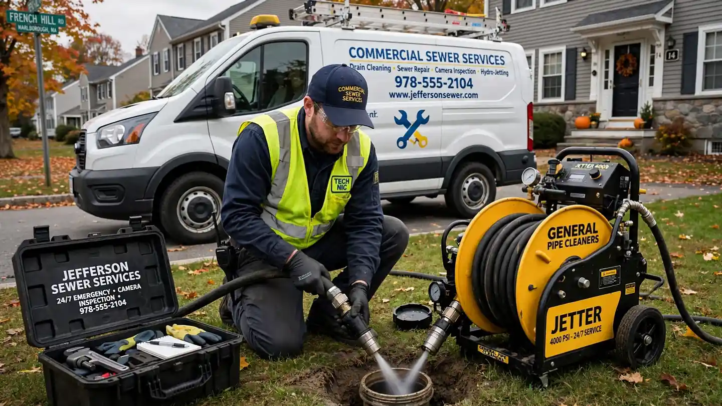 Servicios comerciales de alcantarillado en French Hill, MA