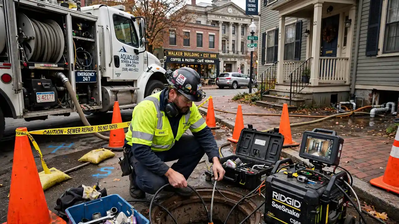 Reparación de emergencia de alcantarillado en Centro de Marlborough, MA