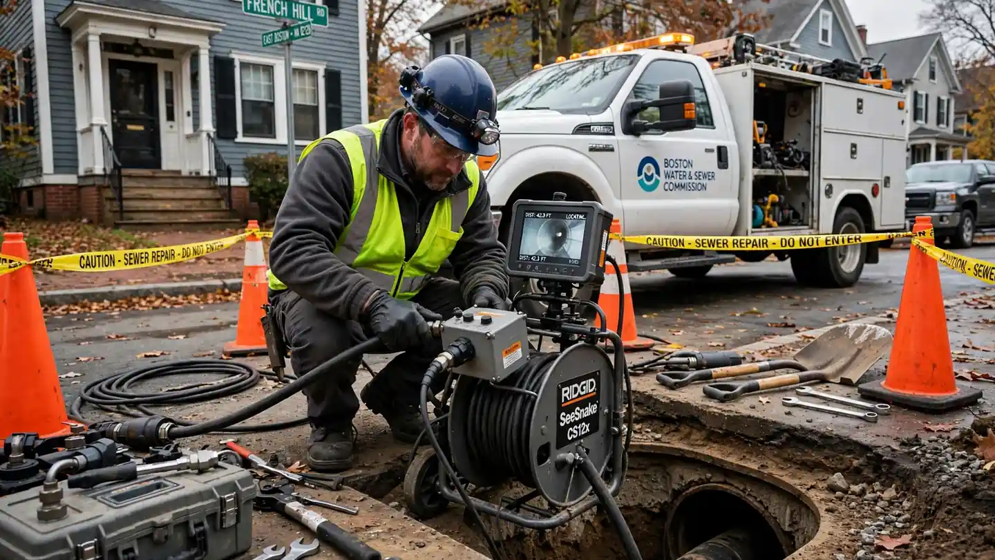 Reparación de emergencia de alcantarillado en French Hill, MA