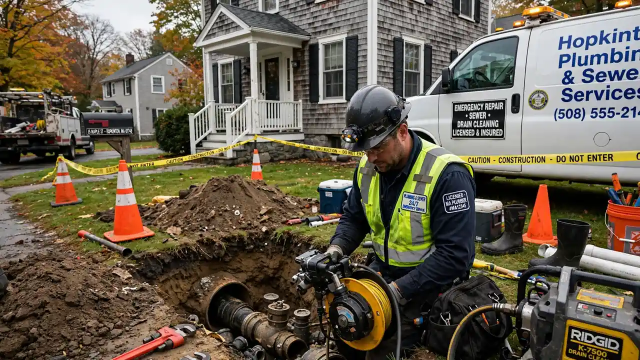 Reparación de emergencia de alcantarillado en Hopkinton, MA