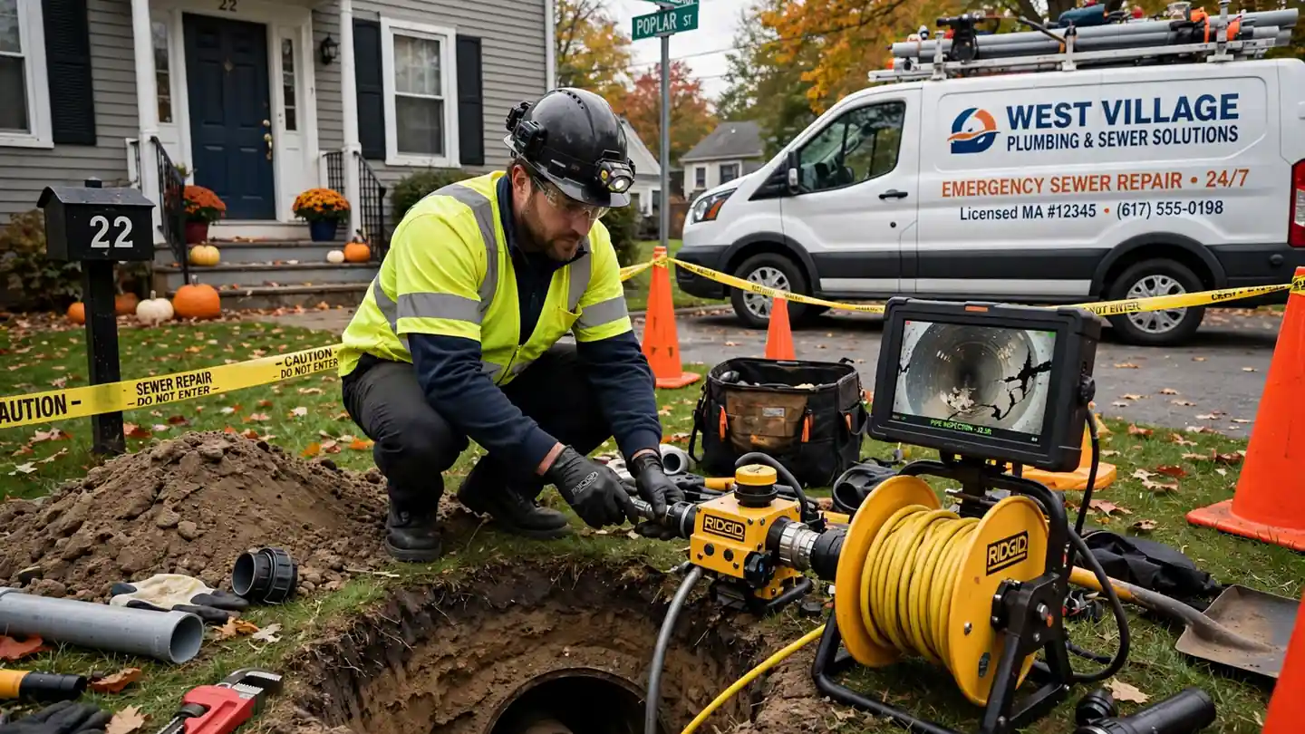 Reparación de emergencia de alcantarillado en West Village, MA