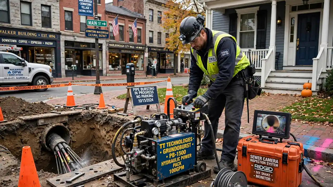 Pipe Bursting in Downtown Marlborough, MA