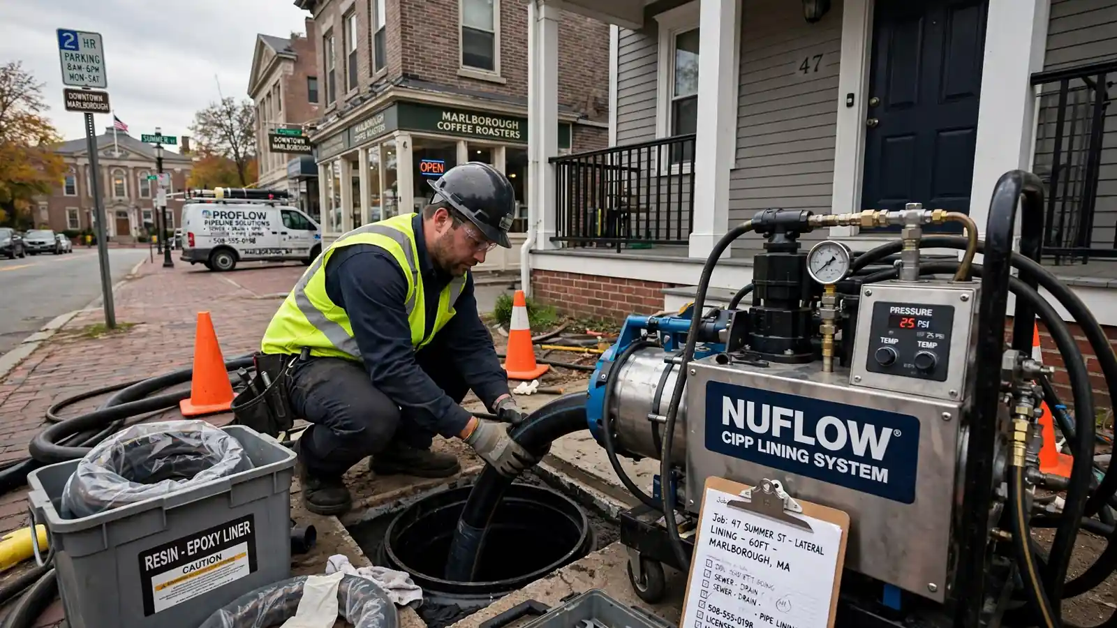 Pipe Lining in Downtown Marlborough, MA