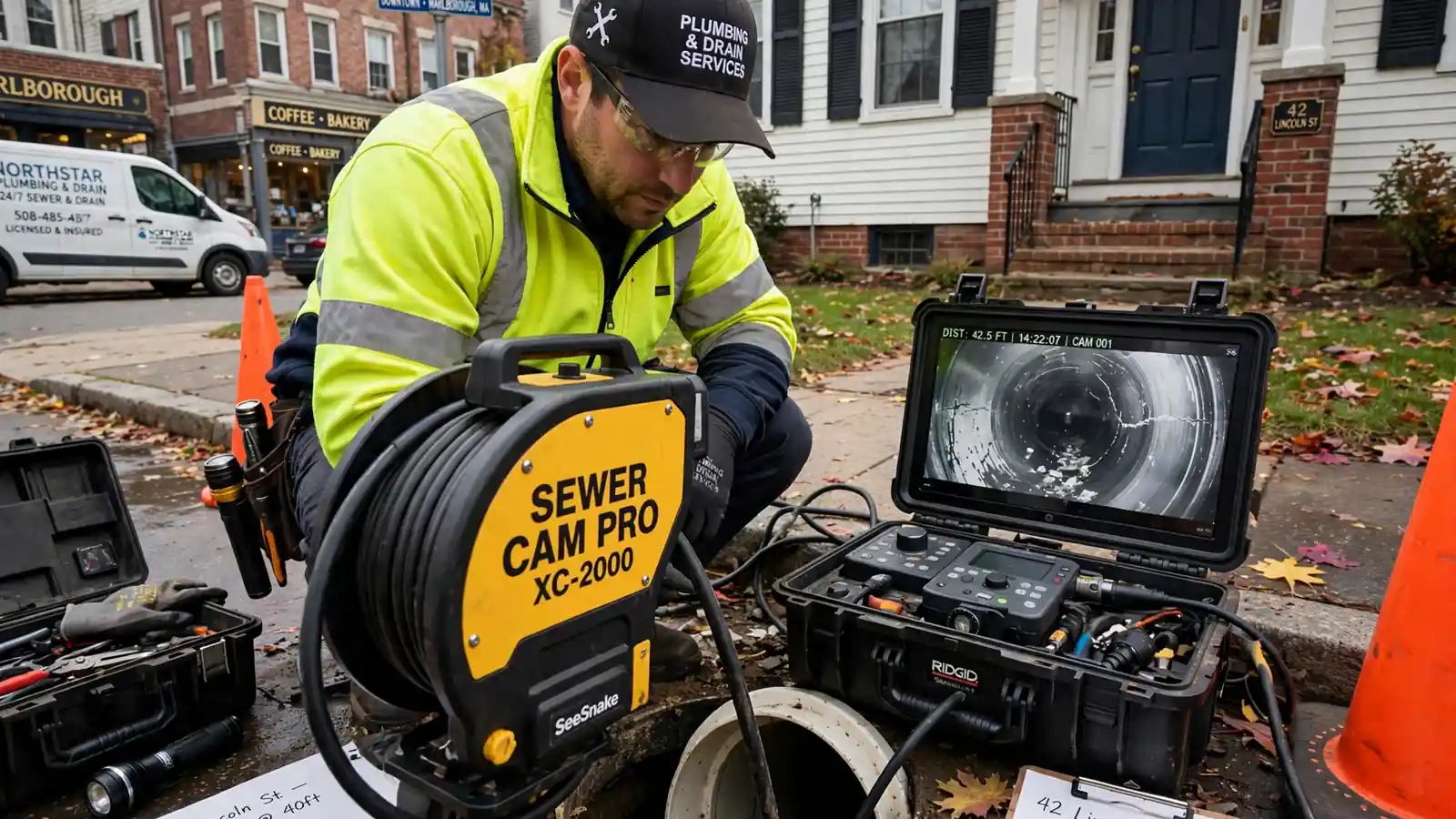 Sewer Camera Inspection in Downtown Marlborough, MA