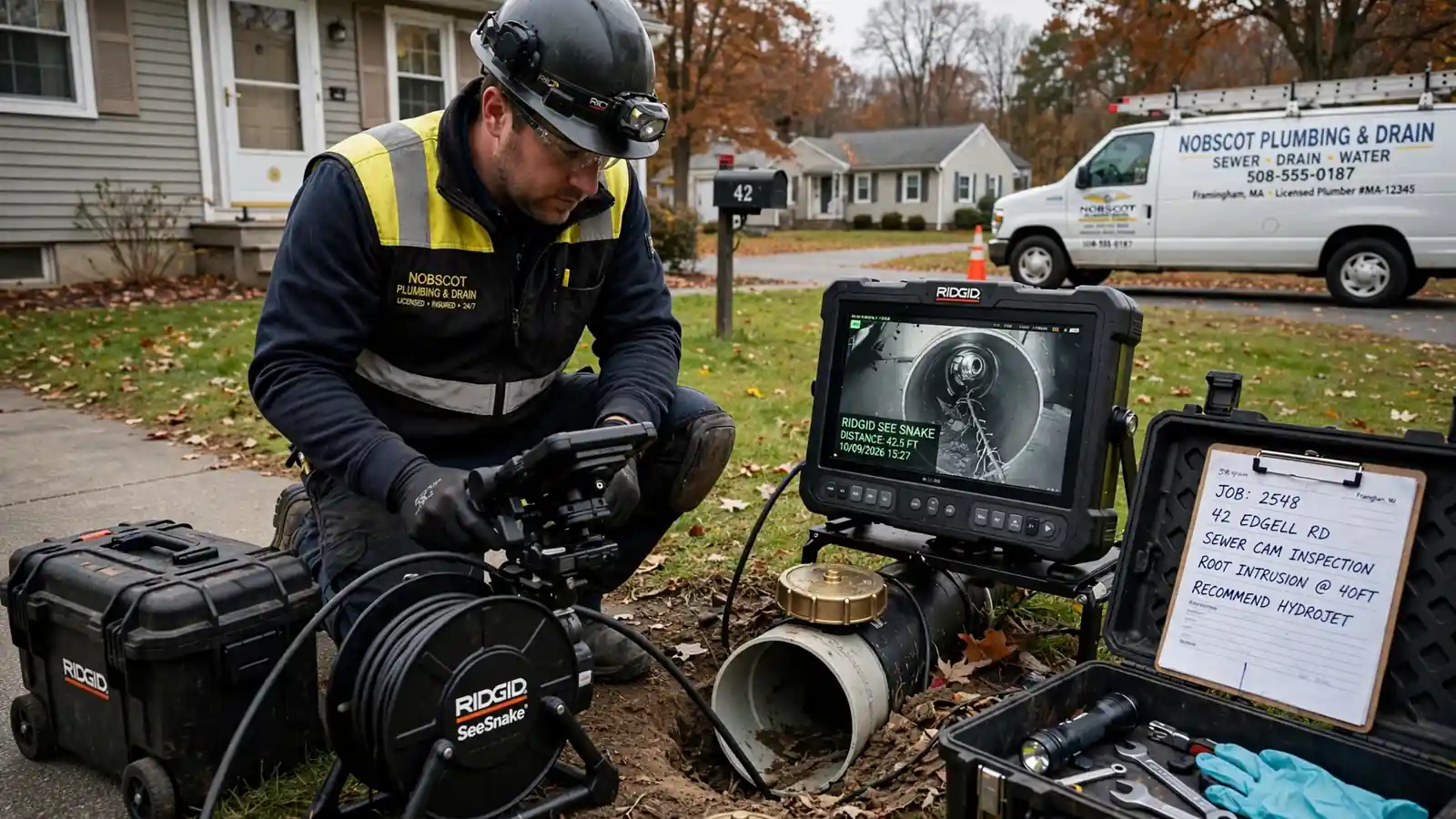 Sewer Camera Inspection in Nobscot, MA