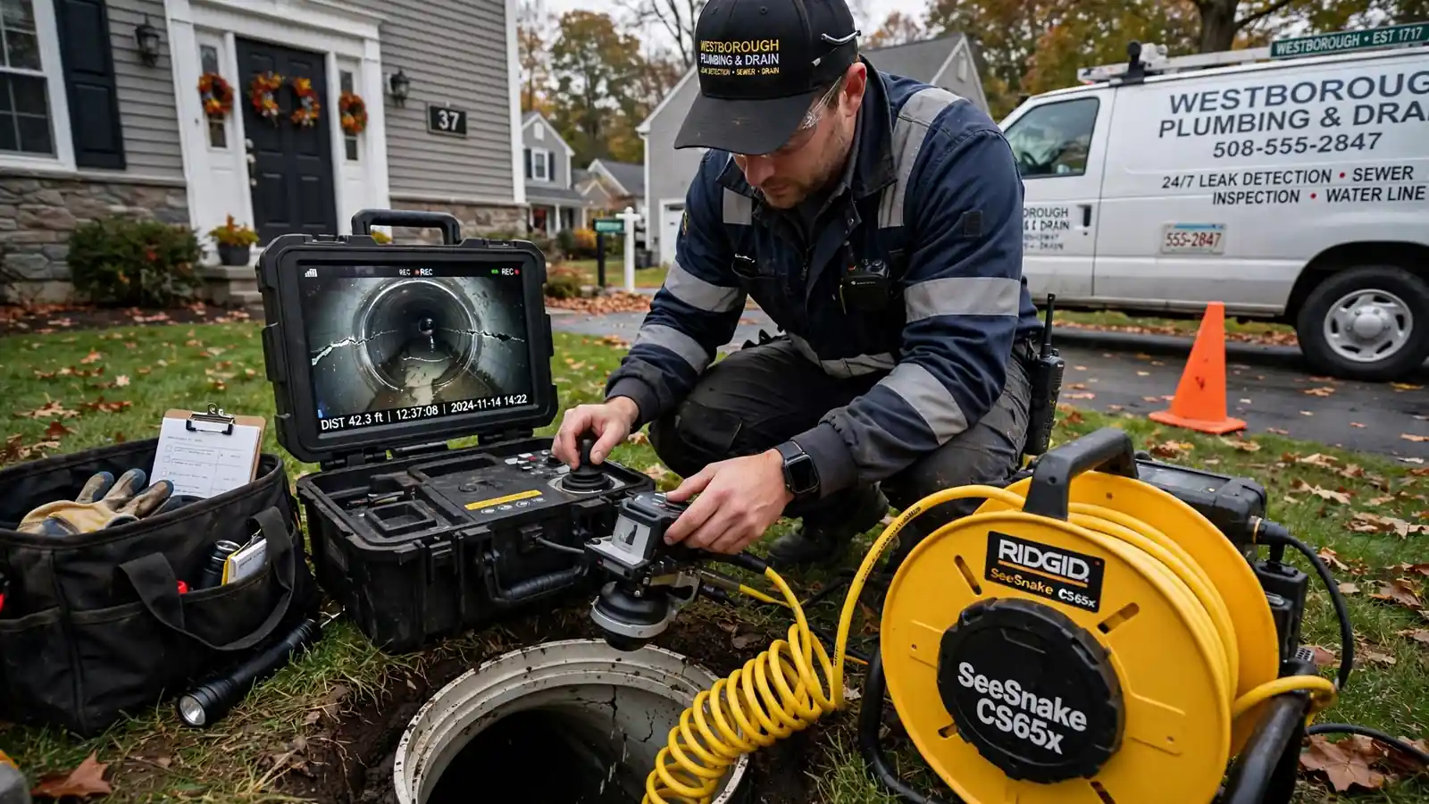 Detección de fugas de alcantarillado en Westborough, MA