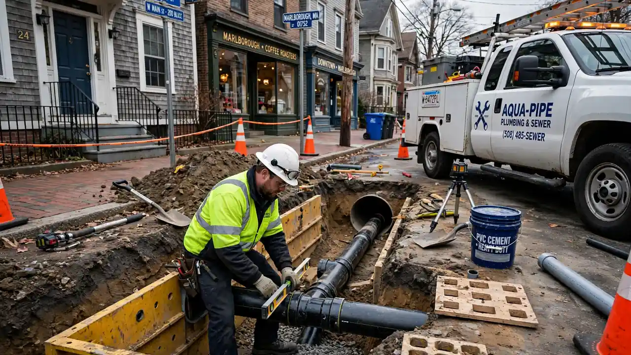 Sewer Line Installation in Downtown Marlborough, MA