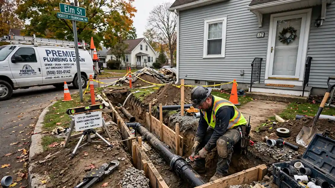 Sewer Line Installation in Nobscot, MA
