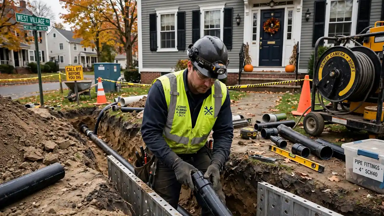 Sewer Line Installation in West Village, MA