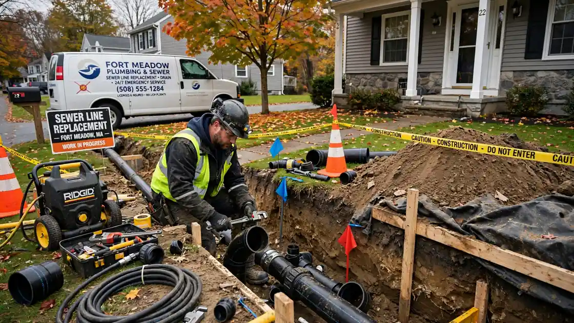 Sewer Line Replacement in Fort Meadow, MA