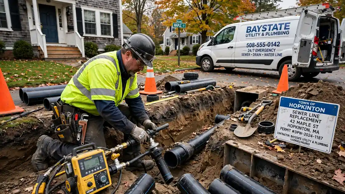 Reemplazo de línea de alcantarillado en Hopkinton, MA