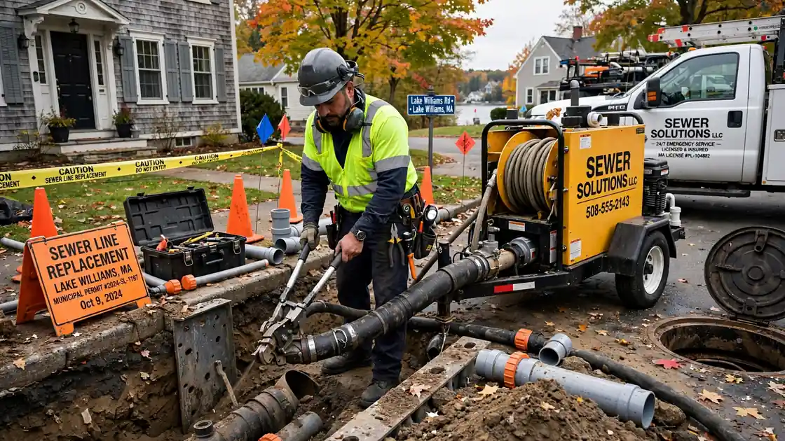 Sewer Line Replacement in Lake Williams, MA