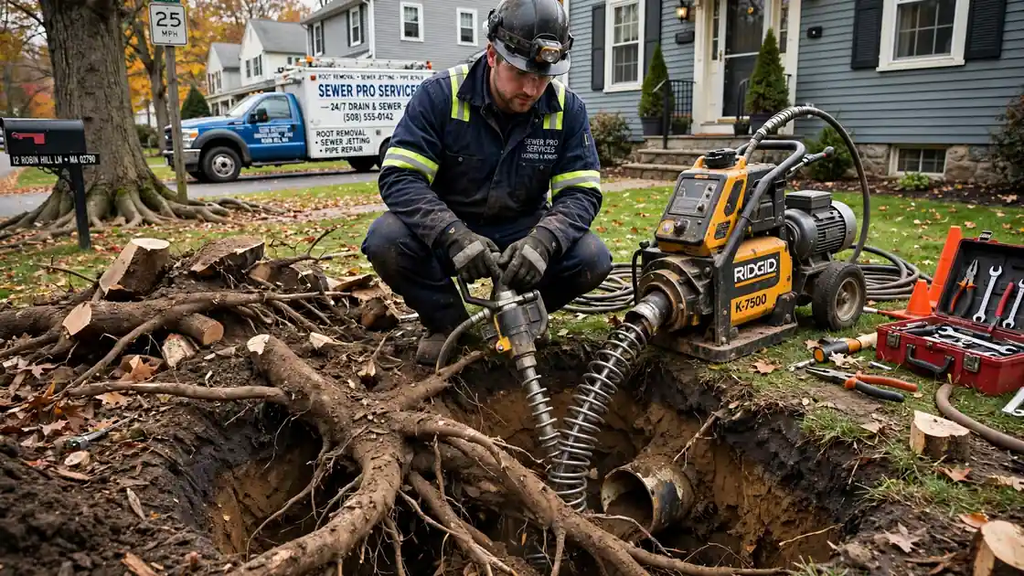Eliminación de raíces de árboles en Robin Hill, MA